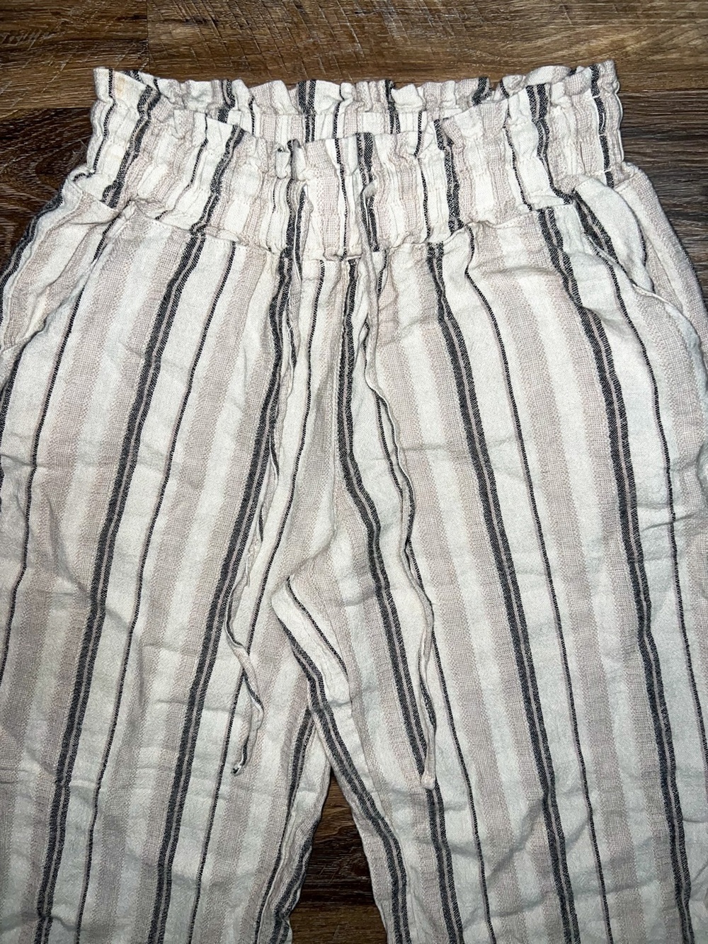Sincerely Jules Striped Lightweight Linen Blend Wide Leg Raw Hem Pants, Size M - Picture 8 of 9